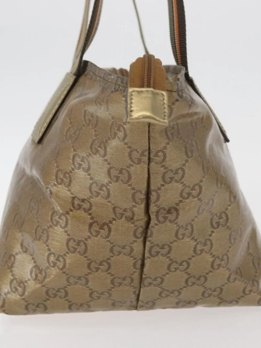 GUCCI GG Crystal Tote Bag Coated Canvas Gold Tone 131228 Auth YKZ1227A